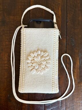 Bamboo Trading Company SeaShell Beaded Crossbody Phone Pouch